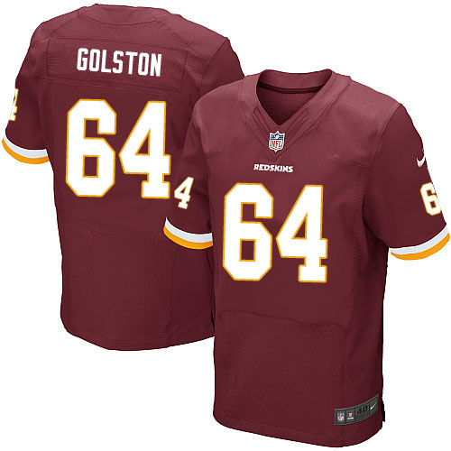 Men's Elite Kedric Golston Nike Jersey Burgundy Red Home - #64 NFL Washington Redskins